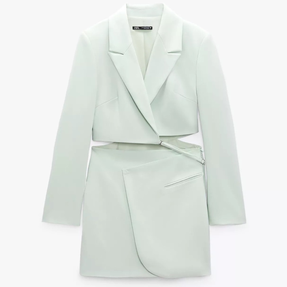 ZARA Mint Green Cut Out Blazer Dress